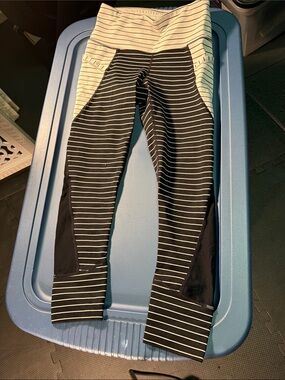 Kids Striped Black and White Performance Leggings